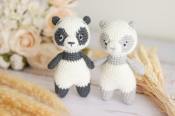 Panda crochet gris et blanc Boo